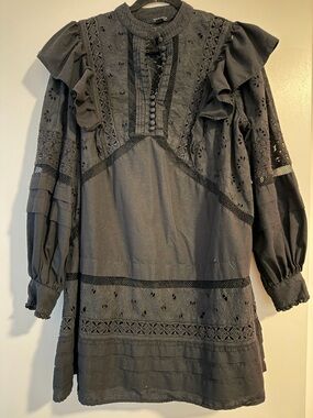 AllSaints Black Ruffle dress with Slip